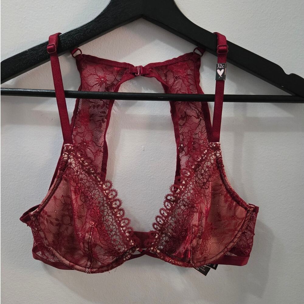 Victoria's Secret Very Sexy Unlined Lace High-Neck Keyhole Bralette sz 32C New